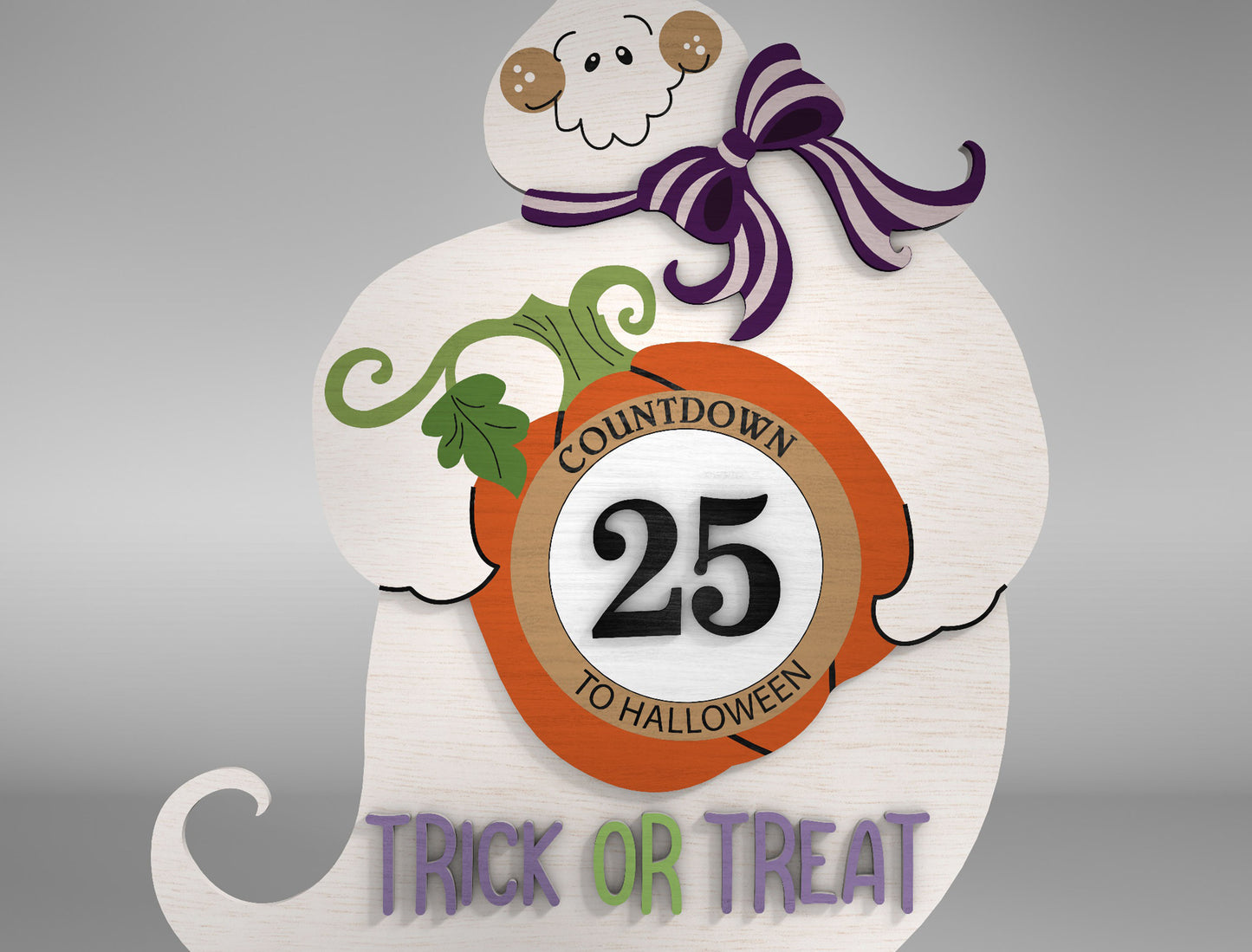 Halloween Ghost Countdown Calendar SVG for Glowforge LightBurn xTool Trick or Treat Shelf Sitter