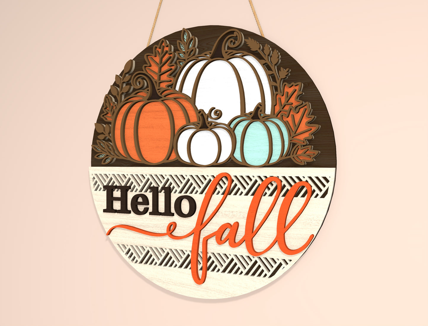 Hello Fall Pumpkin Door Hanger SVG Bundle for Glowforge xTool LightBurn | 2 Designs