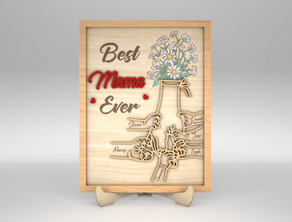 Best Mama Ever Family Hands Flower Sign SVG for Glowforge