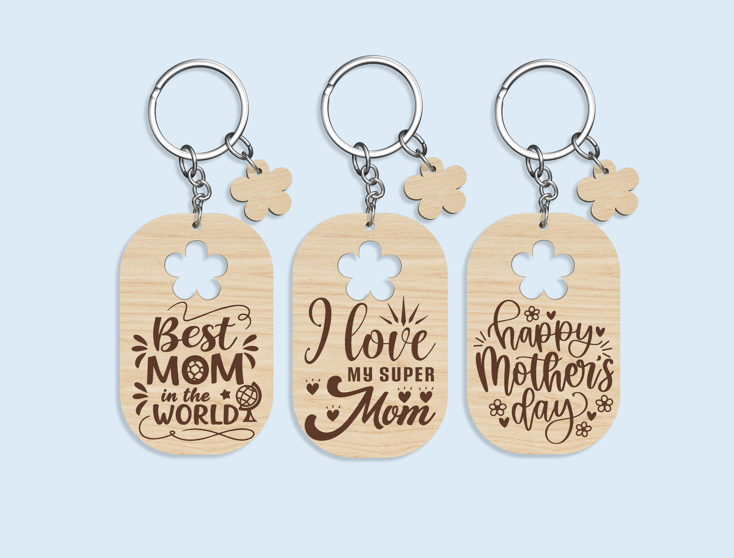 Mother's Day Mom Keychain SVG Bundle 18 Designs for LightBurn and xTool