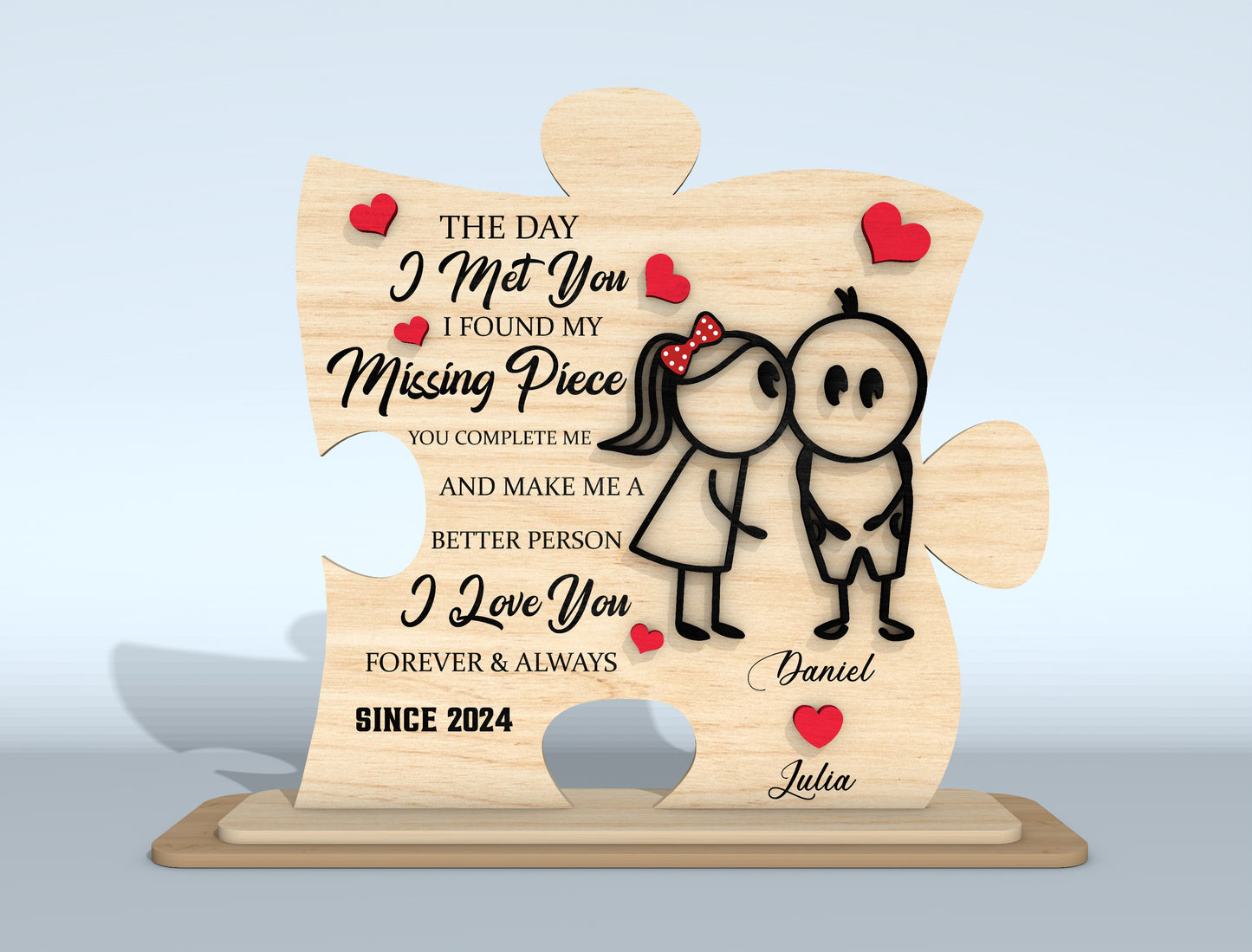 Personalized Puzzle Couple Plaque SVG Bundle Laser Cut File for Glowforge and xTool