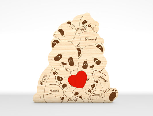 Personalized Family Bear Puzzle SVG Laser Cut File for Glowforge and LightBurn