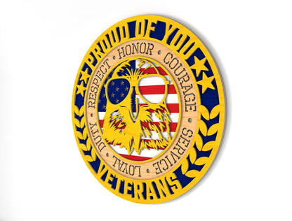 Thank You Veterans Round Sign SVG Laser Cut File for Glowforge