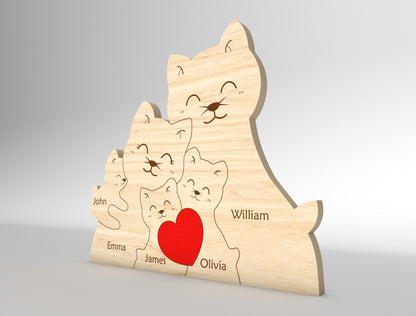 Custom Name Cat Family Puzzle Sign SVG for LightBurn and xTool