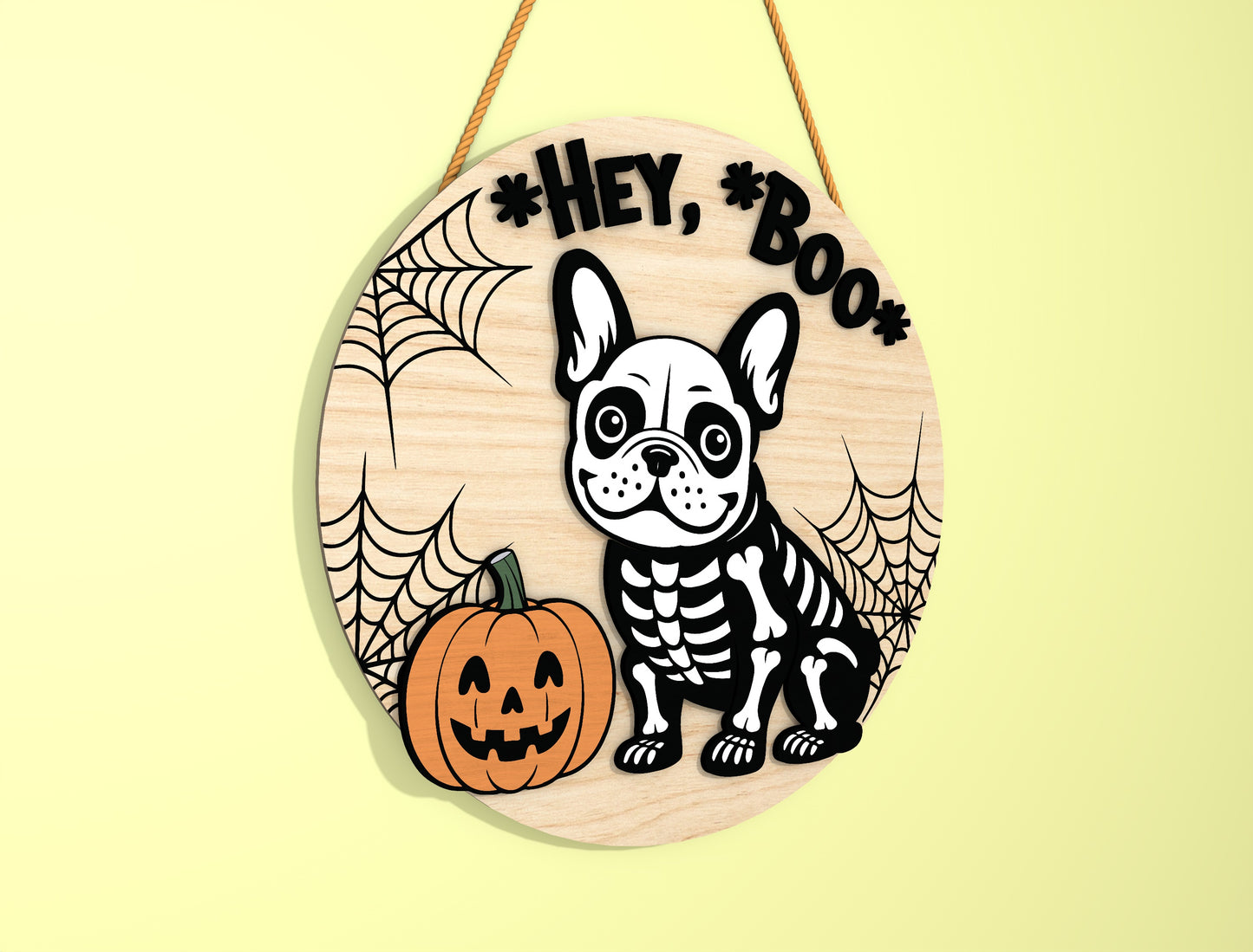 Skeleton Dog Halloween Door Sign SVG Bundle Laser Cut File for Glowforge