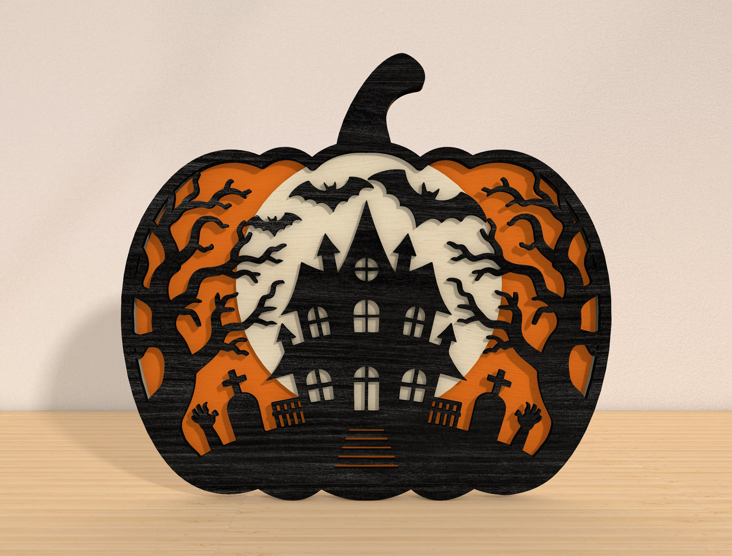 Halloween Pumpkin Scene SVG Bundle Laser Cut File | 8 Spooky Pumpkin Designs | Autumn Wooden Decor | Glowforge, xTool, LightBurn, etc.