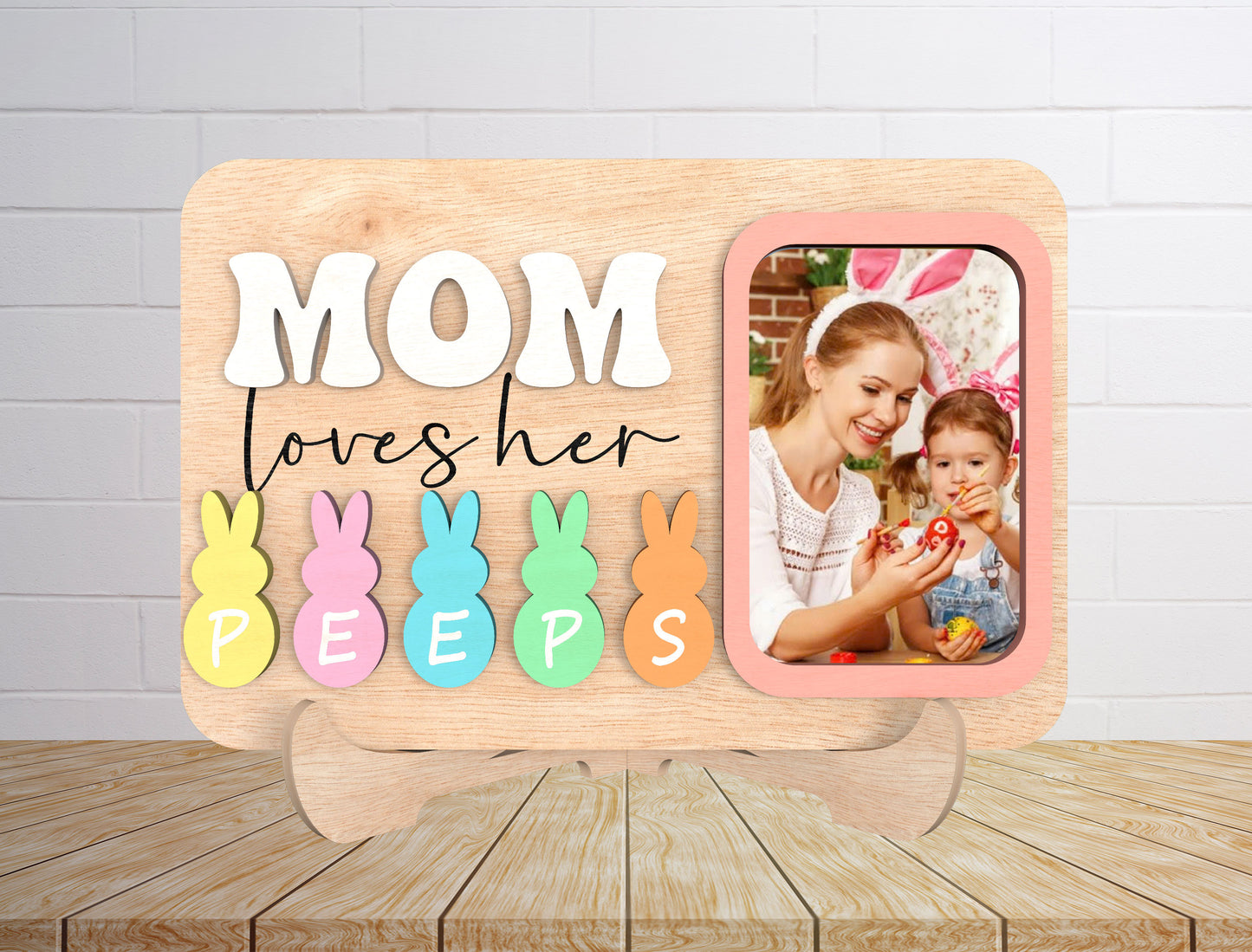 Personalized Easter Peeps Photo Frame Laser Cut File | Mommy Loves Her Peeps SVG | Custom Family Picture Frame Design | Glowforge, xTool, LightBurn, etc.