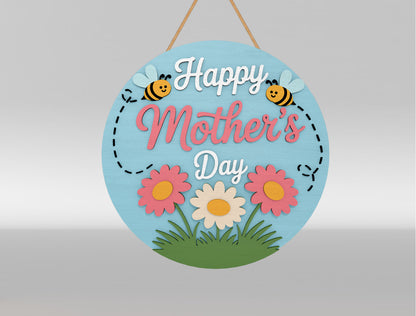 Mother's Garden Floral Welcome Door Sign SVG Bundle for LightBurn