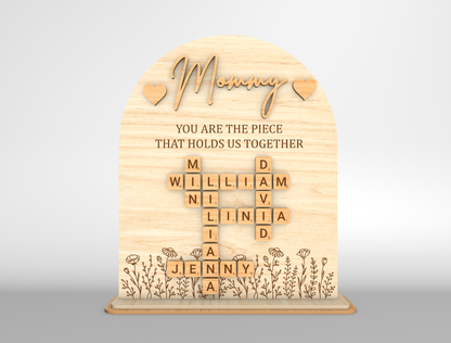 Personalized Mom Crossword Sign SVG for Glowforge and LightBurn