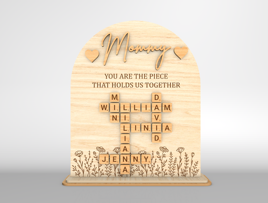 Personalized Mom Crossword Sign SVG for Glowforge and LightBurn