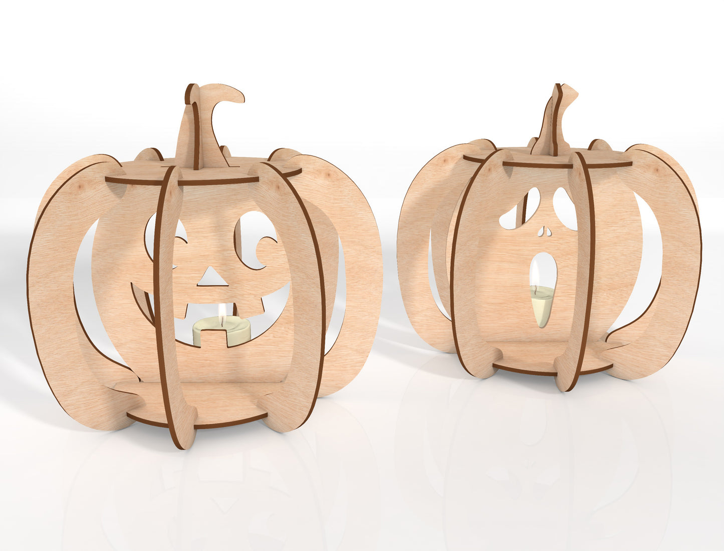 3D Pumpkin Lantern SVG Bundle Laser Cut File | 4 Pumpkin Lantern Designs | Halloween Light Decor | Glowforge, xTool, LightBurn, etc.