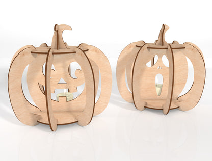 3D Pumpkin Lantern SVG Bundle Laser Cut File | 4 Pumpkin Lantern Designs | Halloween Light Decor | Glowforge, xTool, LightBurn, etc.