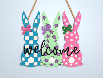 Easter Bunny Welcome Sign SVG Bundle 7 Designs for LightBurn and xTool