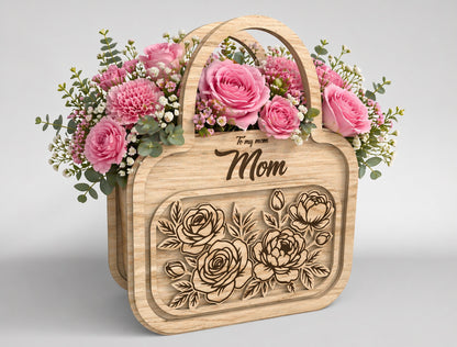 3D Flower Basket SVG Bundle Decorative Wooden Carrier Laser Cut File for xTool and LightBurn