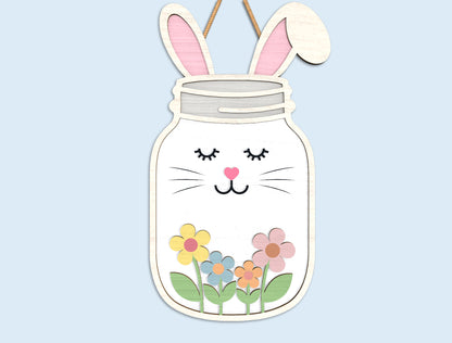 Easter Mason Jar Door Hanger Laser Cut File | Ready to Cut | Glowforge, xTool, LightBurn, etc.