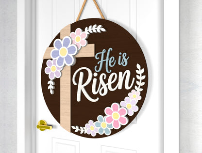He Is Risen Religious Easter Door Sign SVG Bundle for Glowforge and xTool