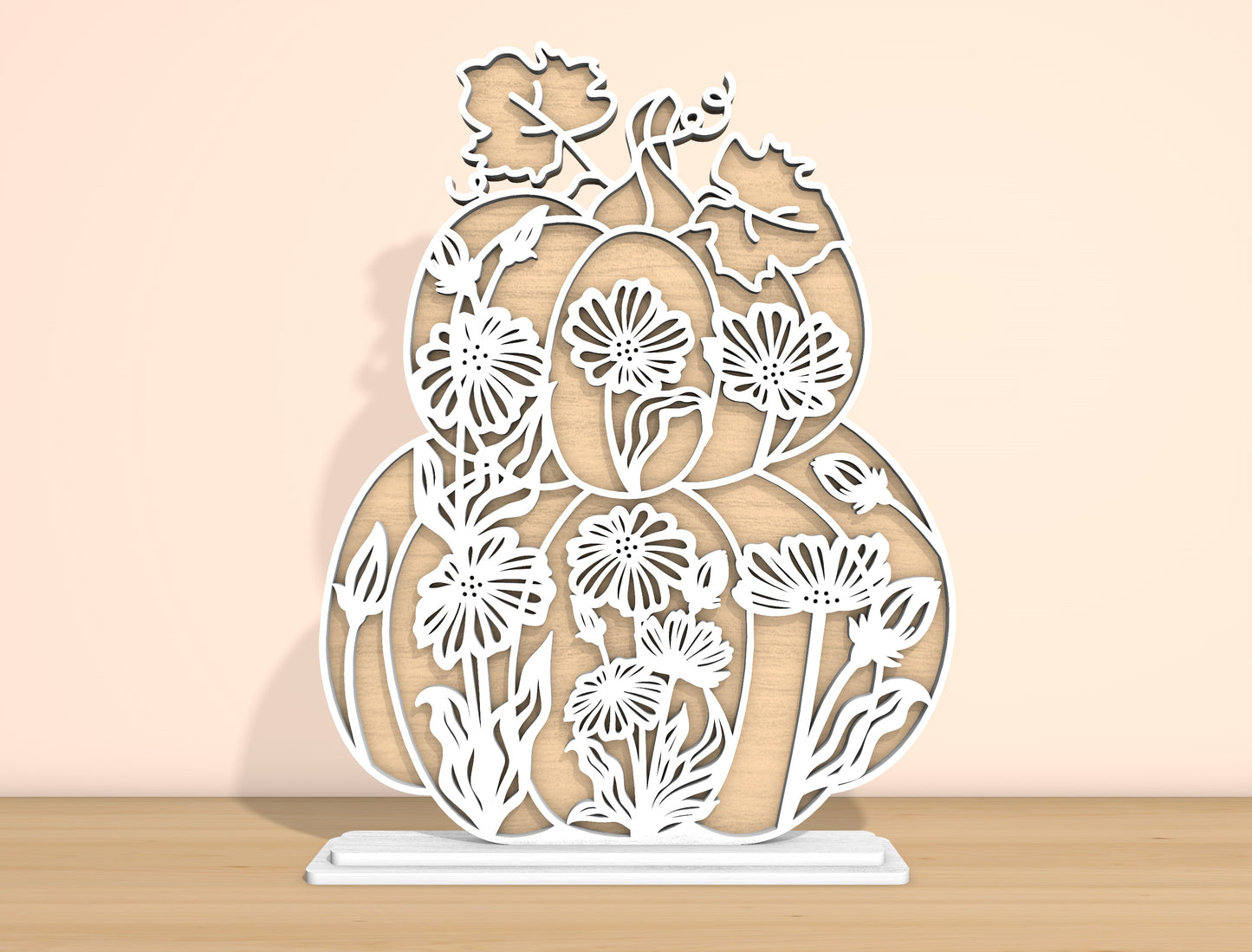 Floral Stacked Pumpkins SVG Bundle for Glowforge xTool LightBurn 6 Designs