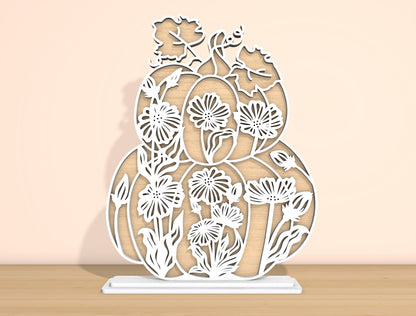 Floral Stacked Pumpkins SVG Bundle for Glowforge xTool LightBurn 6 Designs