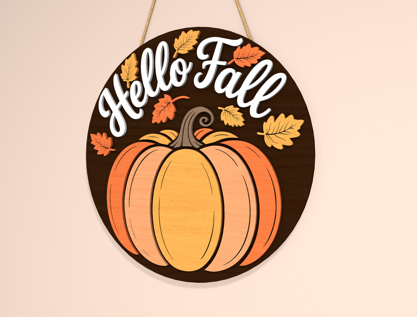 Hello Fall Pumpkin Door Hanger SVG Bundle for Glowforge xTool LightBurn | 2 Designs