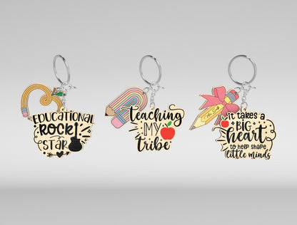 Teacher Keychain Bundle SVG Laser Cut File for Glowforge and xTool