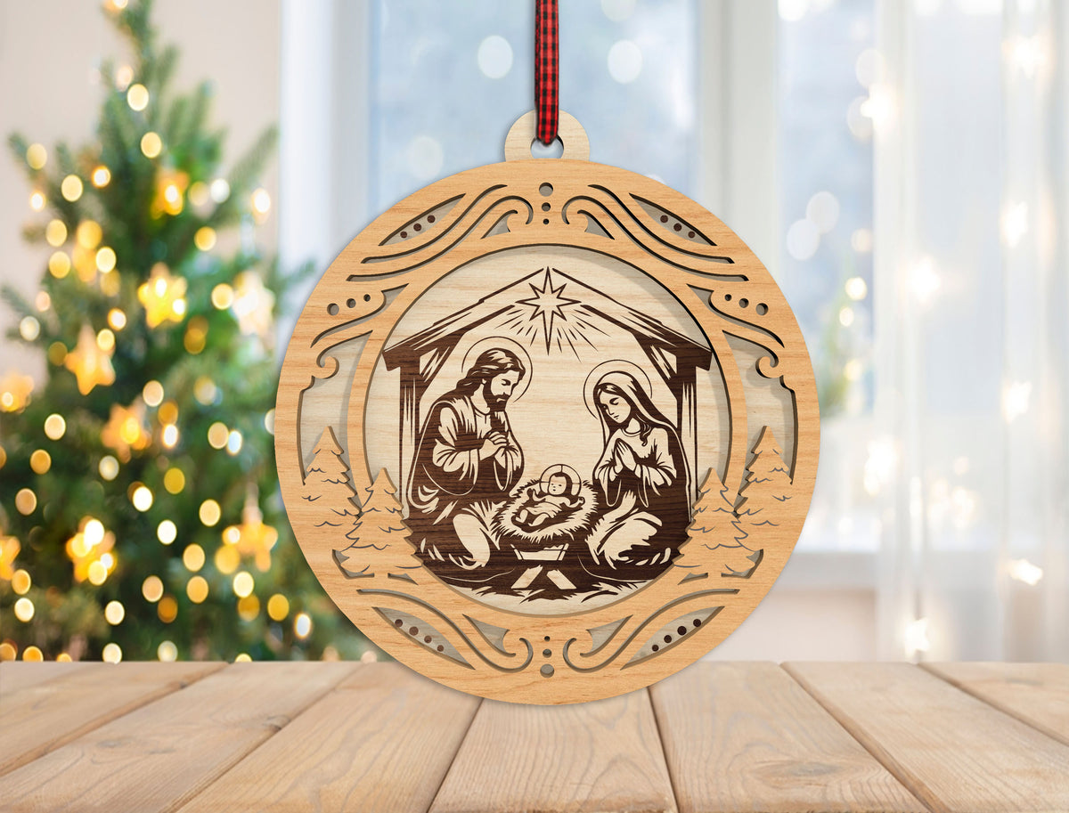 Nativity Ornament SVG Bundle 6 Christian Christmas Laser Cut Designs