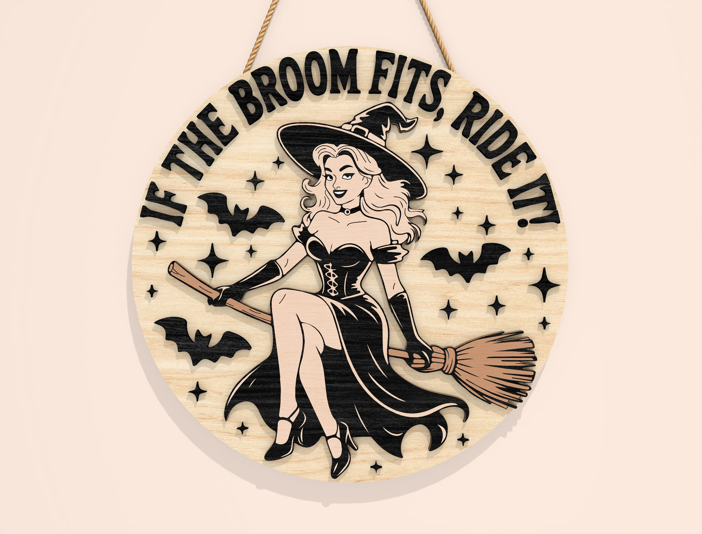 Halloween Round Door Sign SVG Bundle Laser Cut File | 8 Funny Witch & Ghost Designs | Spooky Wooden Decor | Glowforge, xTool, LightBurn, etc.