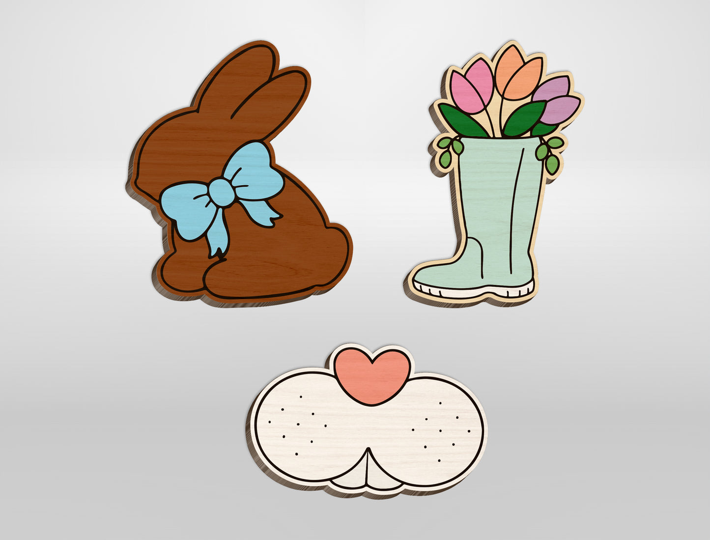 Easter Stud Earrings SVG Bundle Bunny Chick Floral for LightBurn and xTool