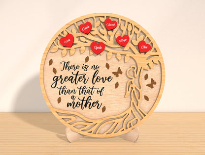 Tree of Life Mother Quote Laser Cut File | Personalized Family Name Sign | Layered Wooden Circle Decor | Glowforge, xTool, LightBurn, etc.