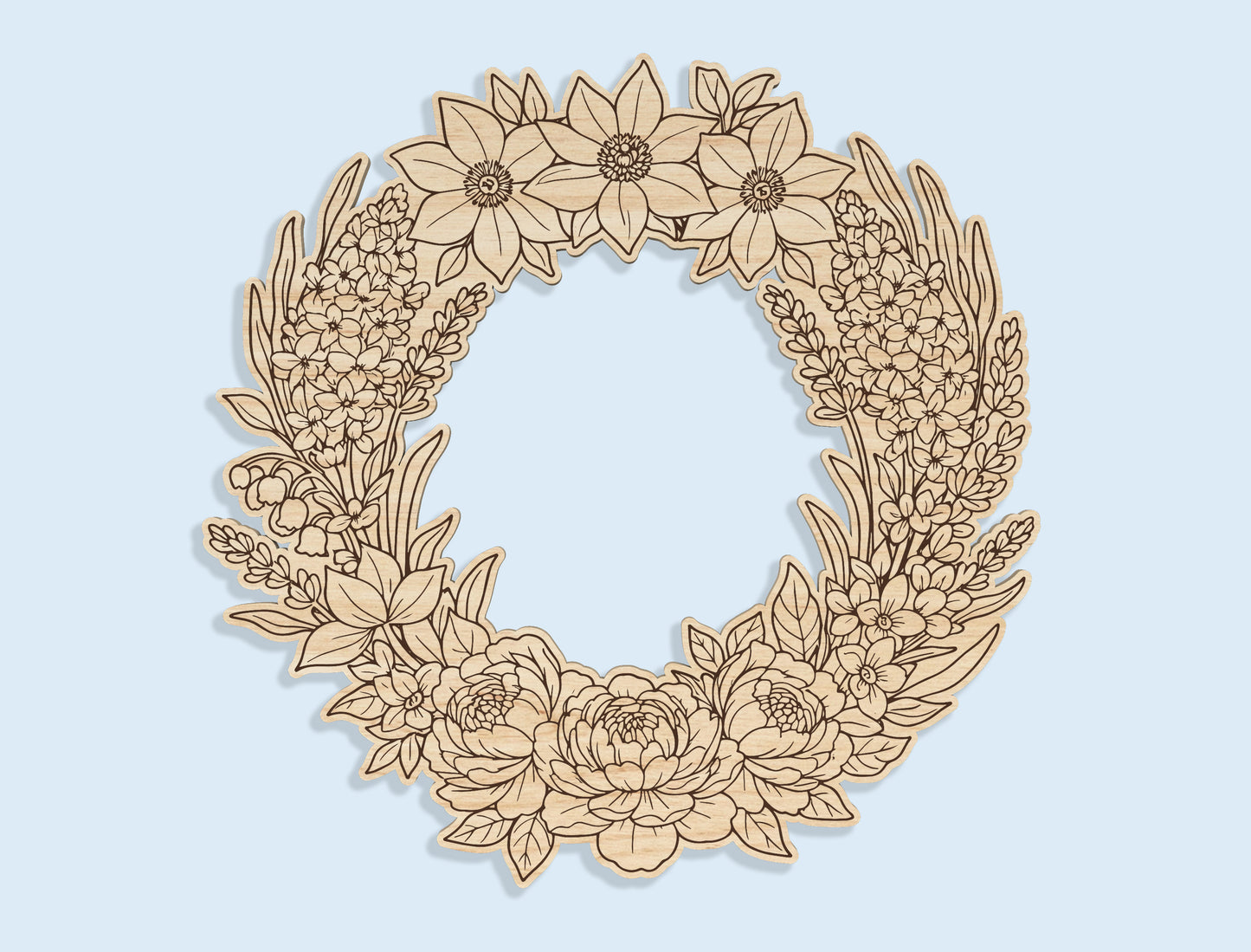 Floral Wreath Door Sign SVG Bundle Spring for LightBurn and xTool
