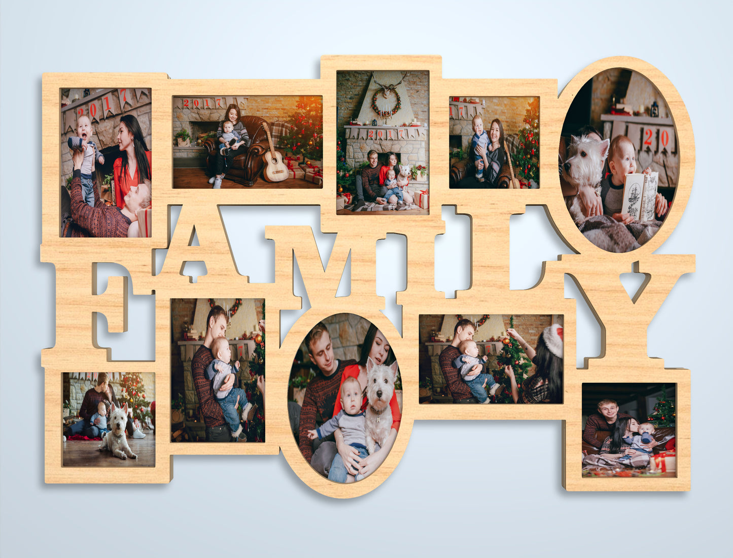 "Family Is Everything" Multi Photo Collage Frame SVG Laser Cut File for Glowforge and xTool