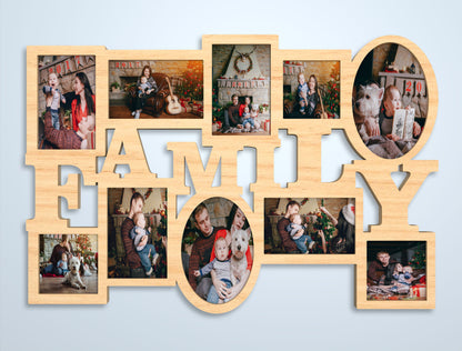 "Family Is Everything" Multi Photo Collage Frame SVG Laser Cut File for Glowforge and xTool