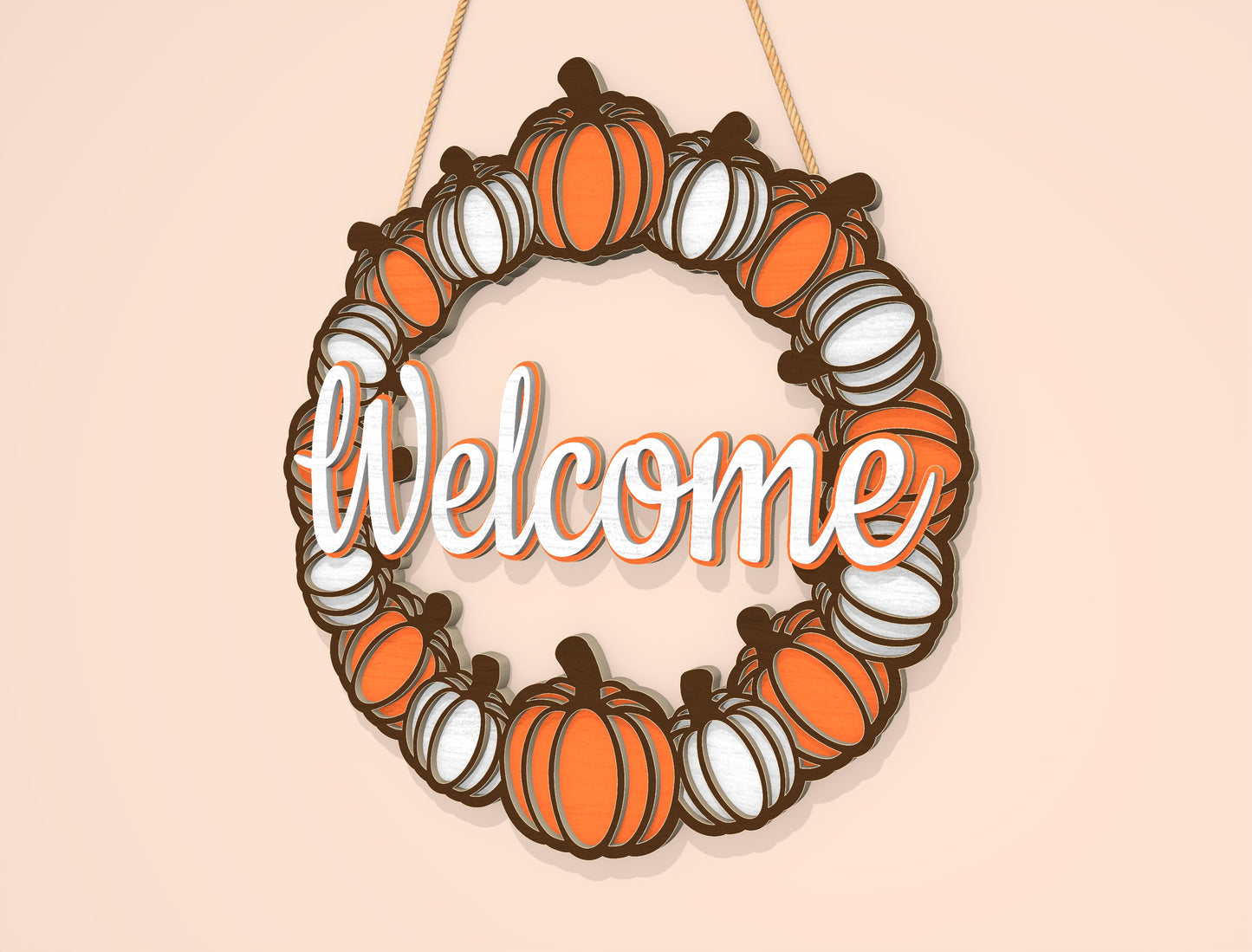 Welcome Pumpkin Wreath SVG Set for Glowforge xTool LightBurn | 2 Designs