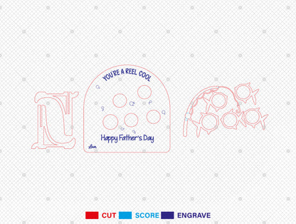 Father's Day Fishing Photo Frame SVG Laser Cut File for xTool and Glowforge