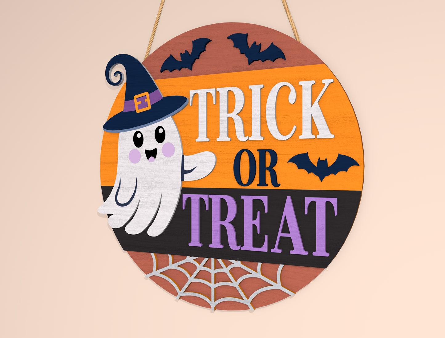 Trick or Treat Ghost Door Hanger SVG Set for Glowforge xTool LightBurn