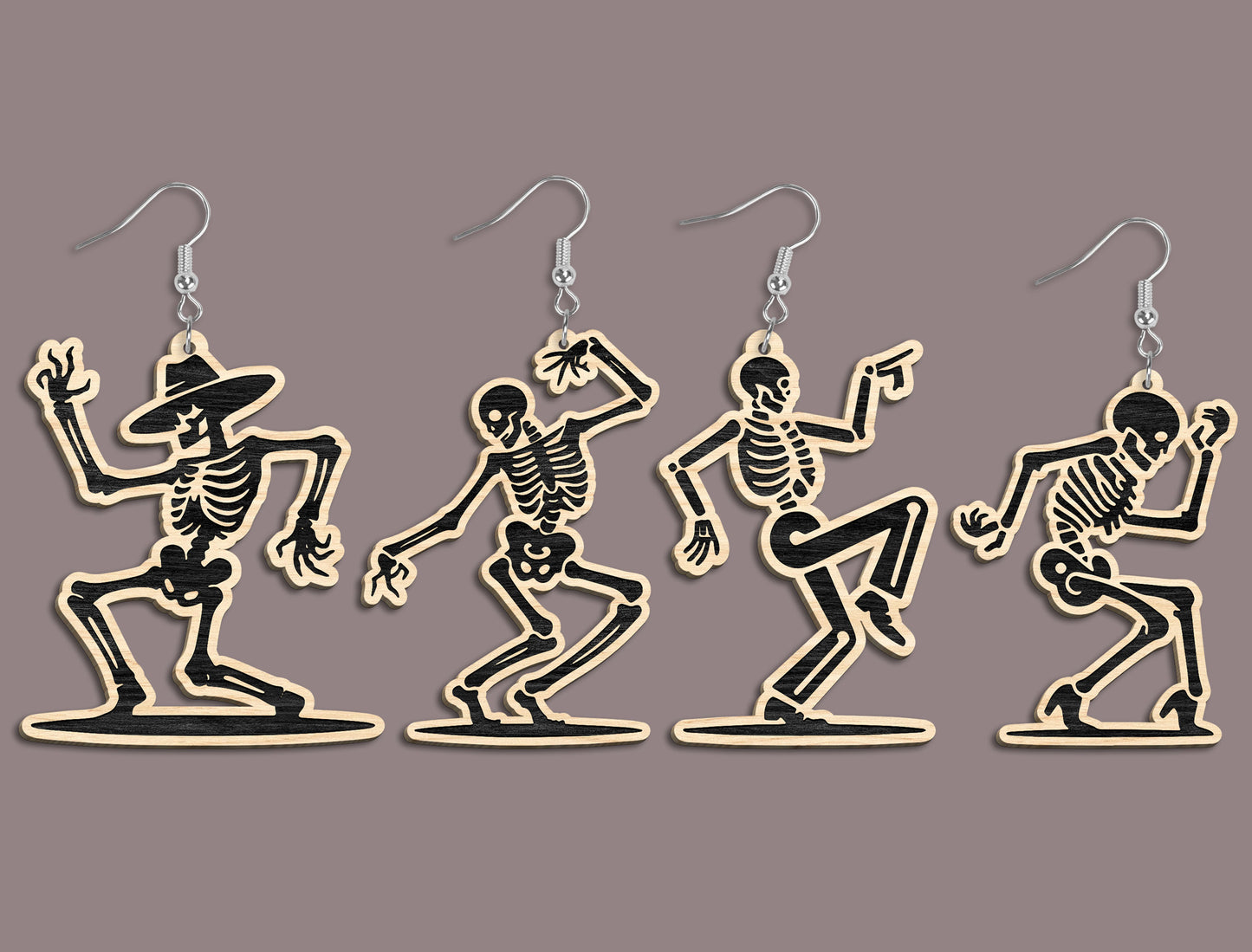 Halloween Skeleton Dangle Earrings SVG Bundle 26 Designs for xTool LightBurn