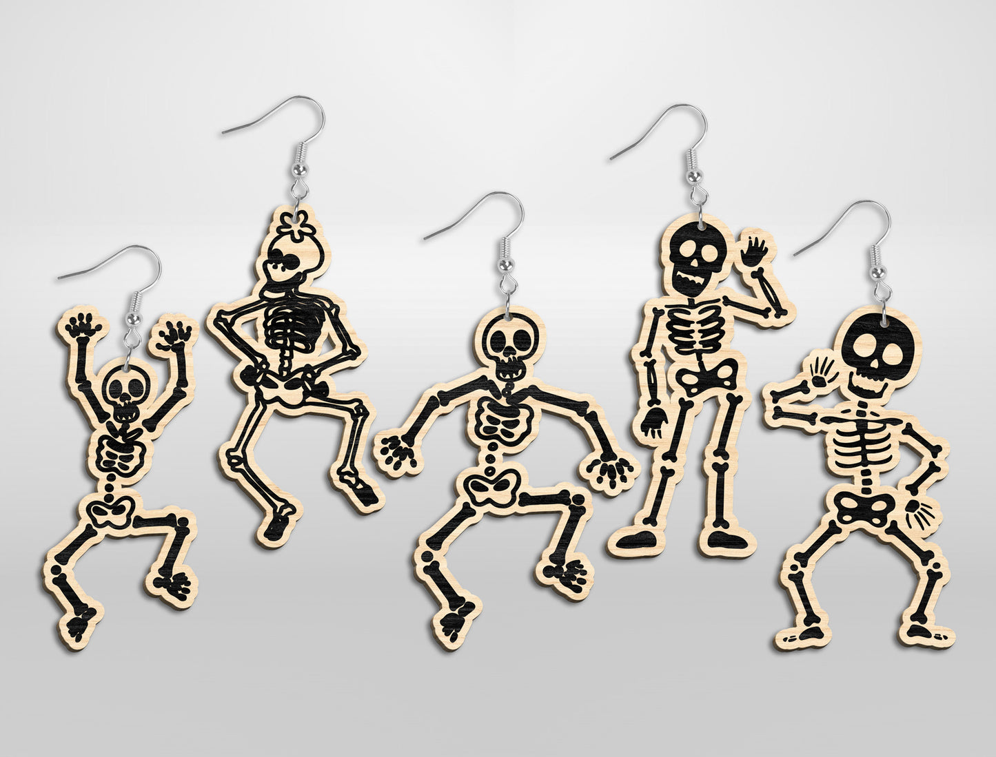 Halloween Skeleton Dangle Earrings SVG Bundle Designs for Glowforge xTool