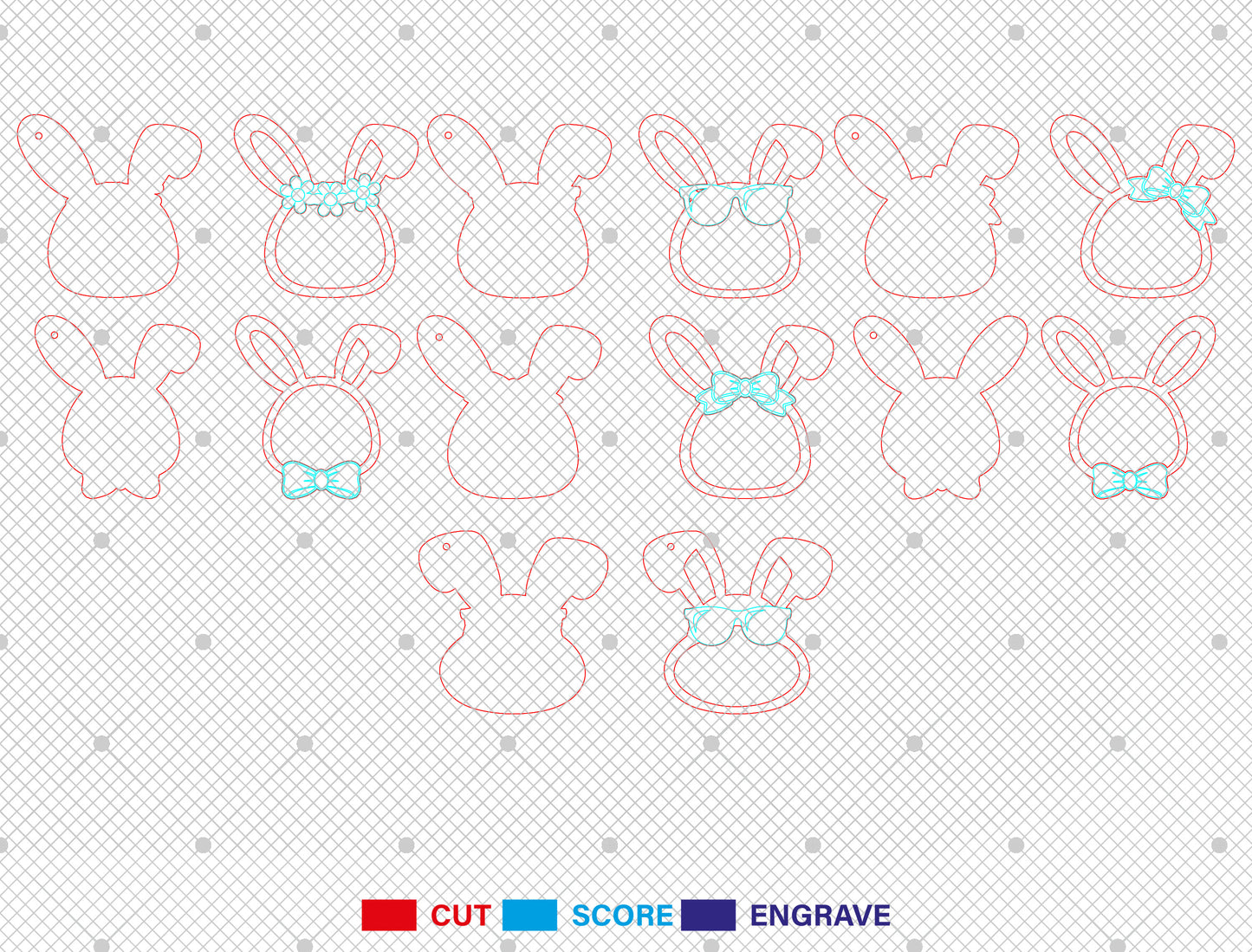 Personalized Easter Basket Tag SVG Bunny Name 7 Designs for Glowforge and xTool