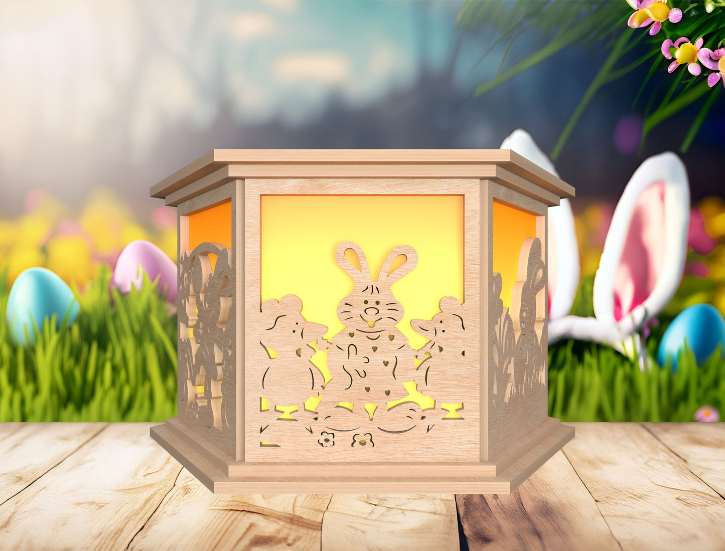 Easter Shadow Box Lantern SVG Bunny Egg Light for xTool and LightBurn