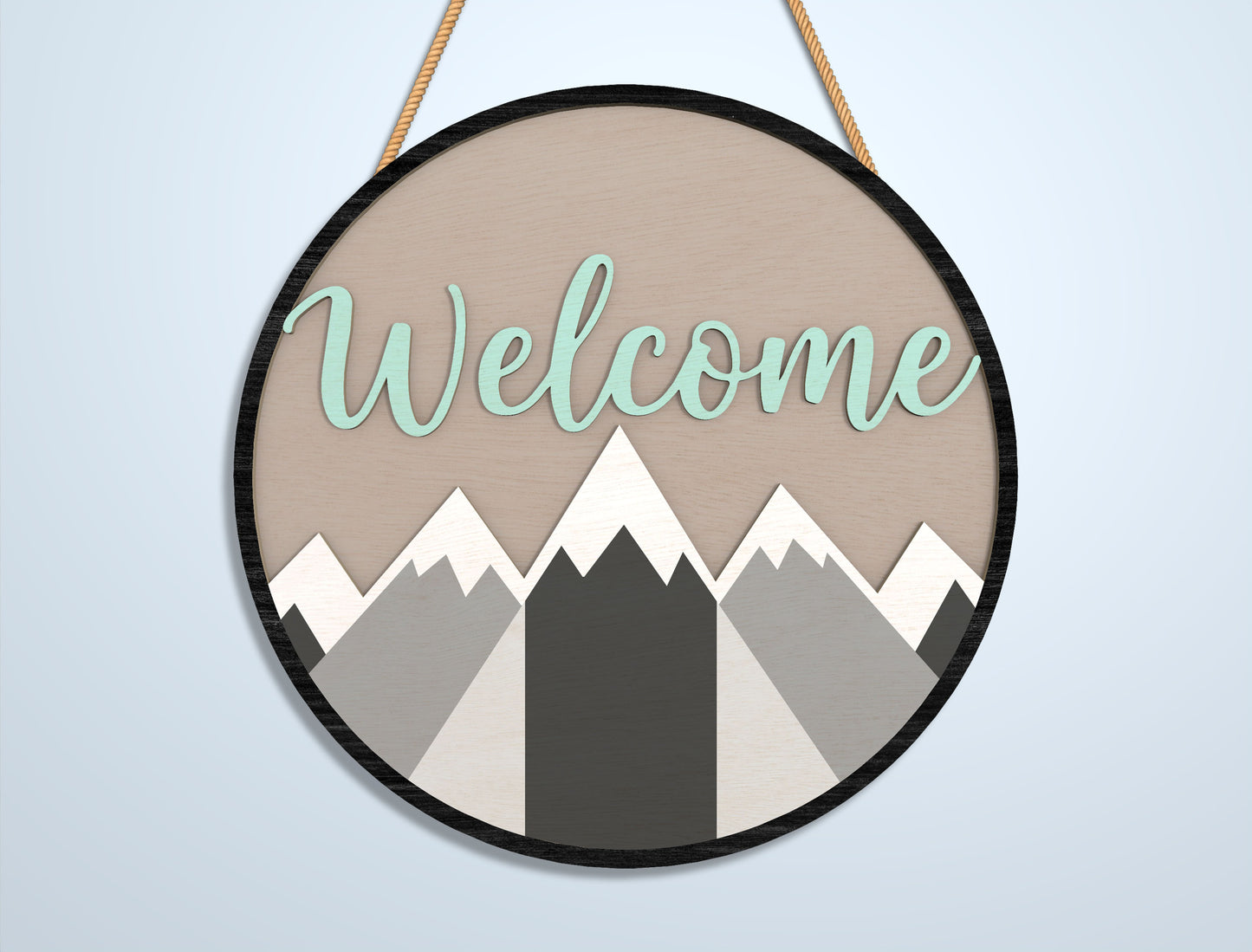 Geometric Welcome Door Sign SVG Bundle for LightBurn and Glowforge