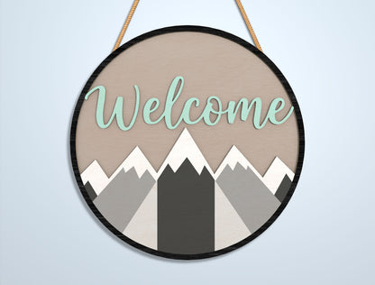 Geometric Welcome Door Sign SVG Bundle for LightBurn and Glowforge