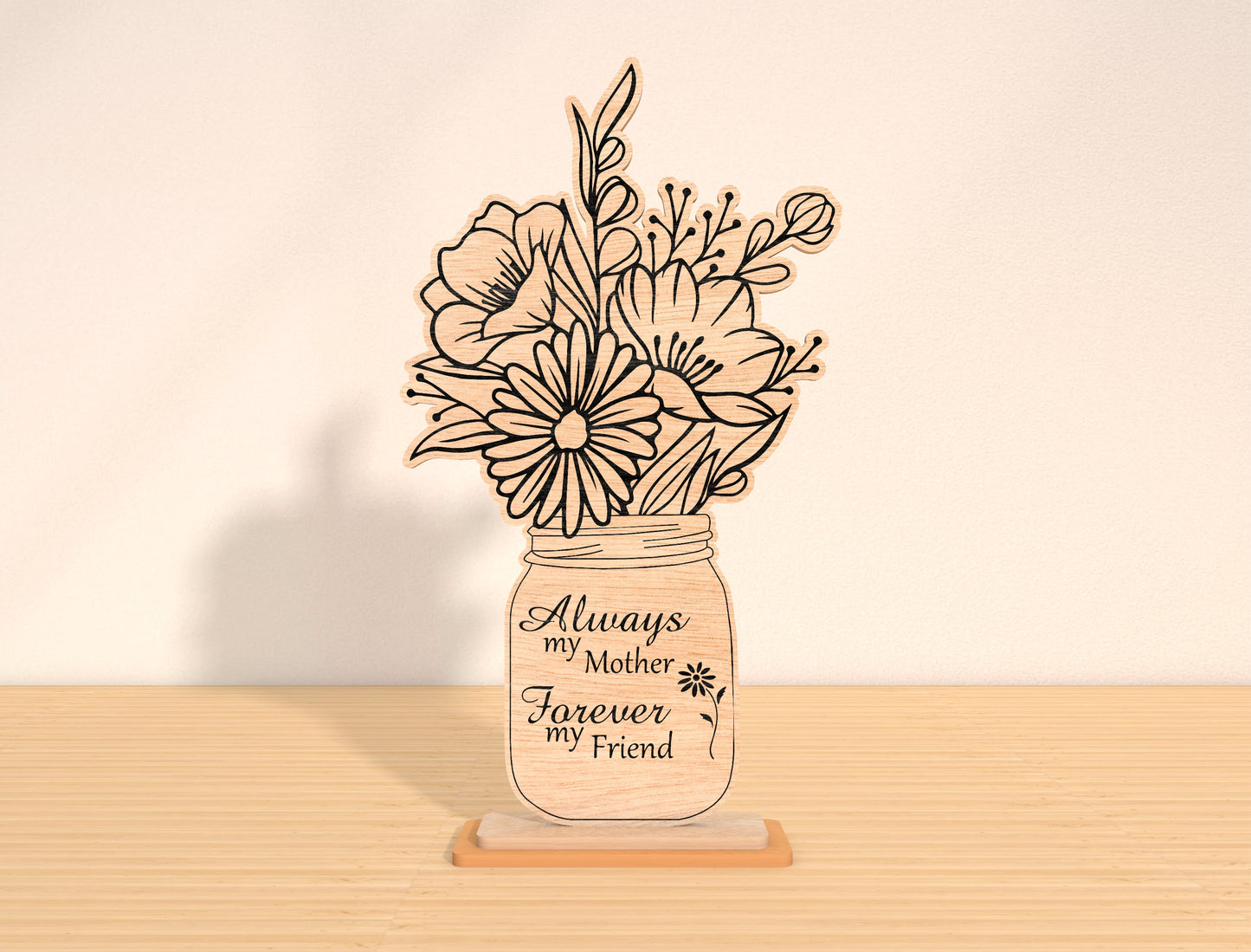 Mom Floral Vase Sign SVG Bundle Mother's Day for Glowforge and xTool