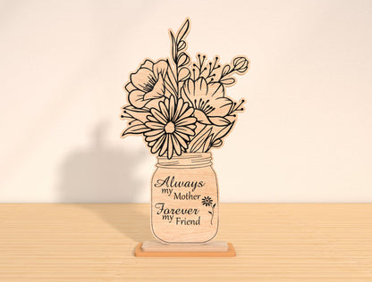 Mom Floral Vase Sign SVG Bundle Mother's Day for Glowforge and xTool