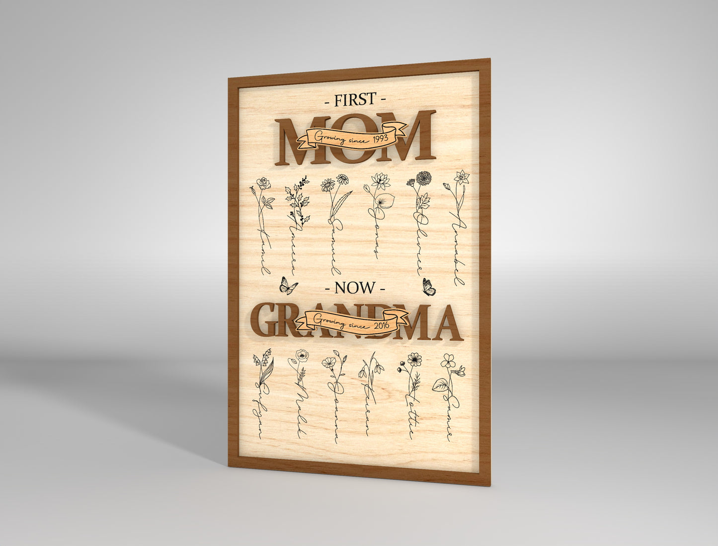 Birth Month Flower Frame SVG Mom to Grandma Bundle for LightBurn