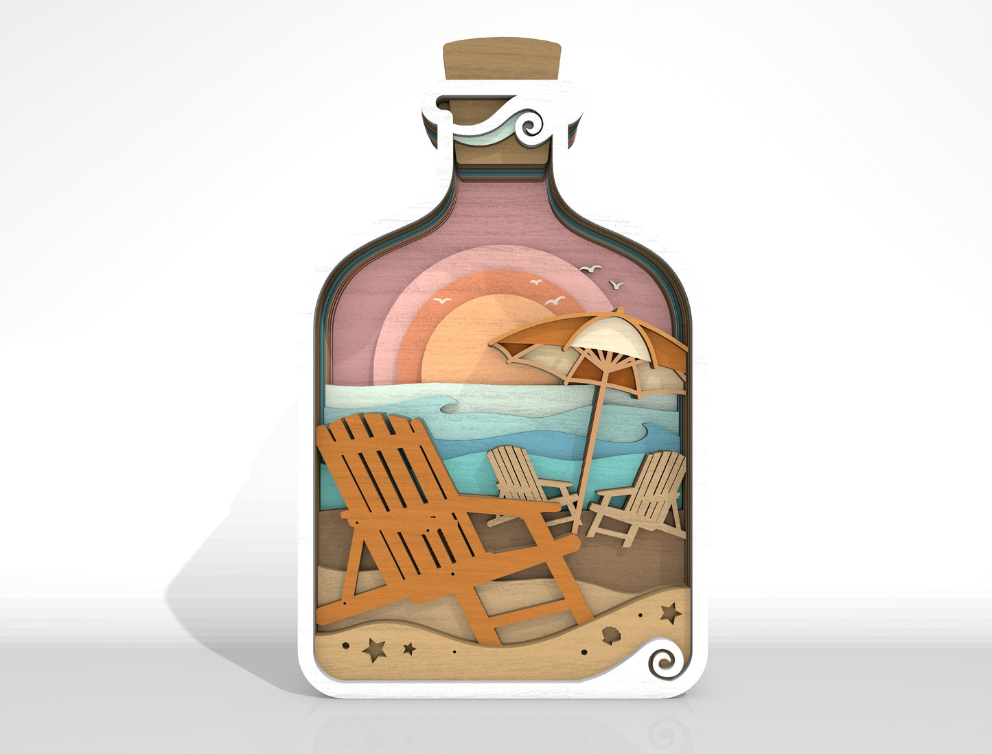 Ocean Bottle Multilayer Tabletop Sign SVG Bundle Laser Cut File for Glowforge and LightBurn