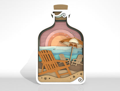 Ocean Bottle Multilayer Tabletop Sign SVG Bundle Laser Cut File for Glowforge and LightBurn