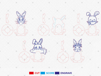 Bunny Egg Holder Stand SVG Easter Tabletop 5 Designs for Glowforge and xTool