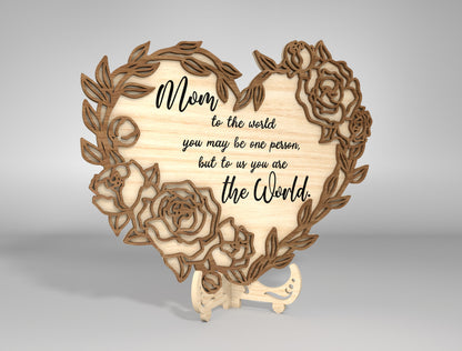 Floral Heart Mom Quote Stand SVG Bundle for Glowforge and xTool