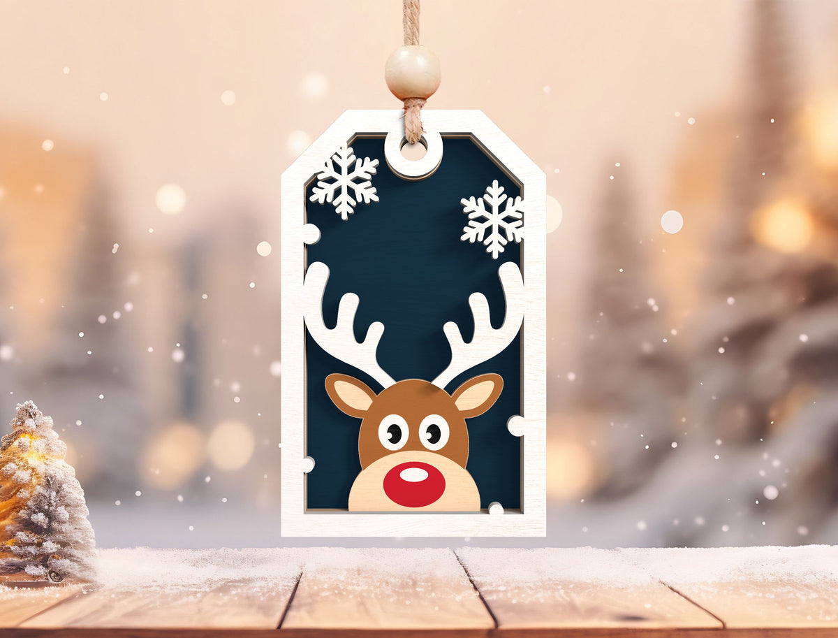 Layered Christmas Gift Tag Ornament SVG Bundle 6