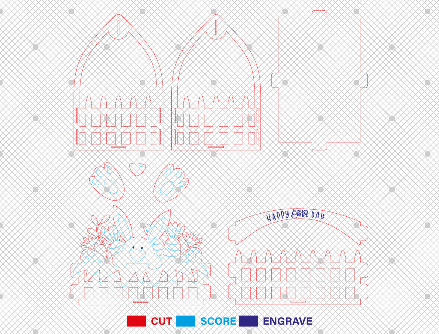 Bunny Easter Basket Holder SVG Spring 2 Designs for LightBurn and Glowforge