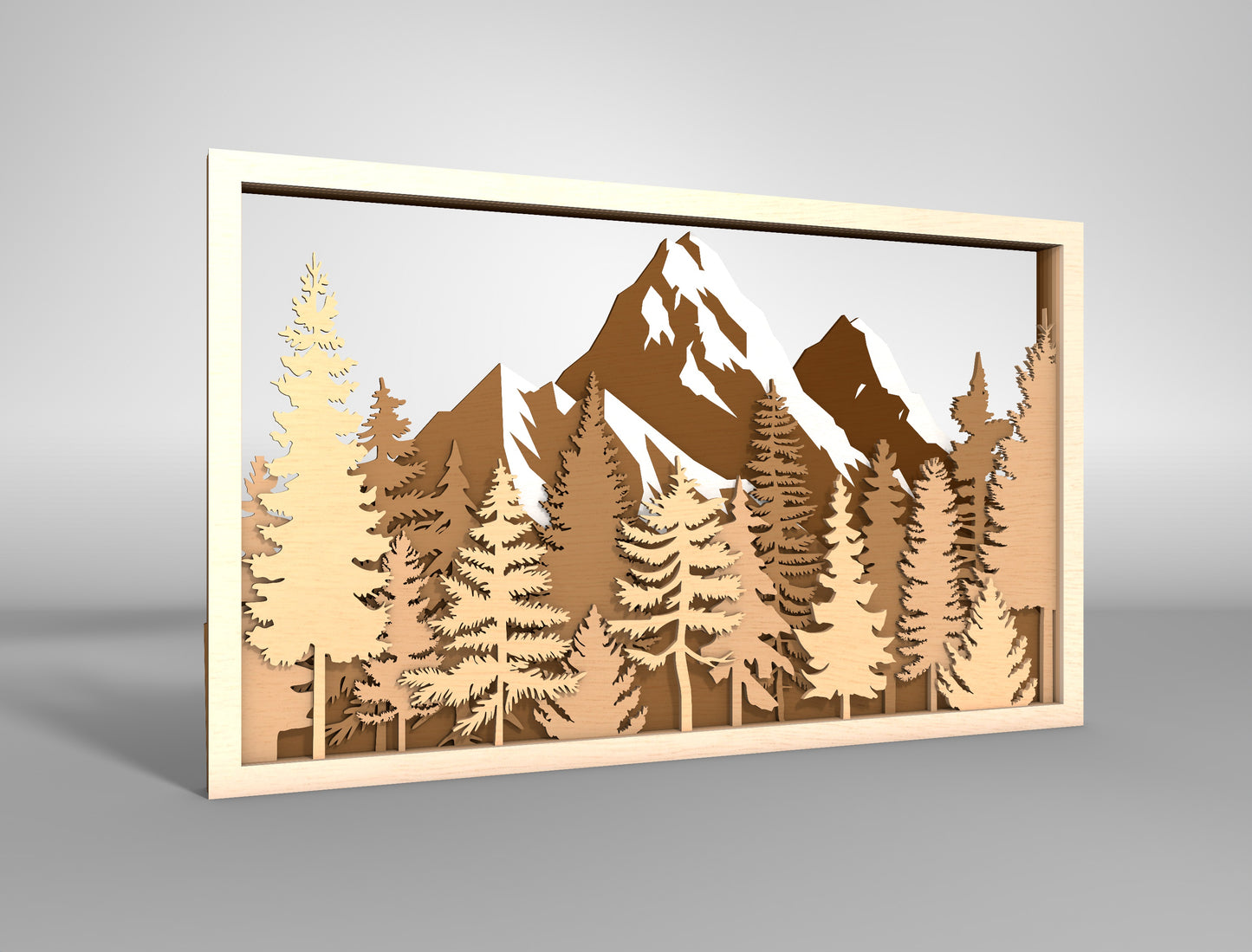 Mountain Wildlife Layered Wall Art SVG for Glowforge and xTool Laser Cut File